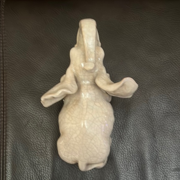 Vtg Elephant Crackle Glazed Ceramic Figurine Trunk Up - Picture 5 of 7